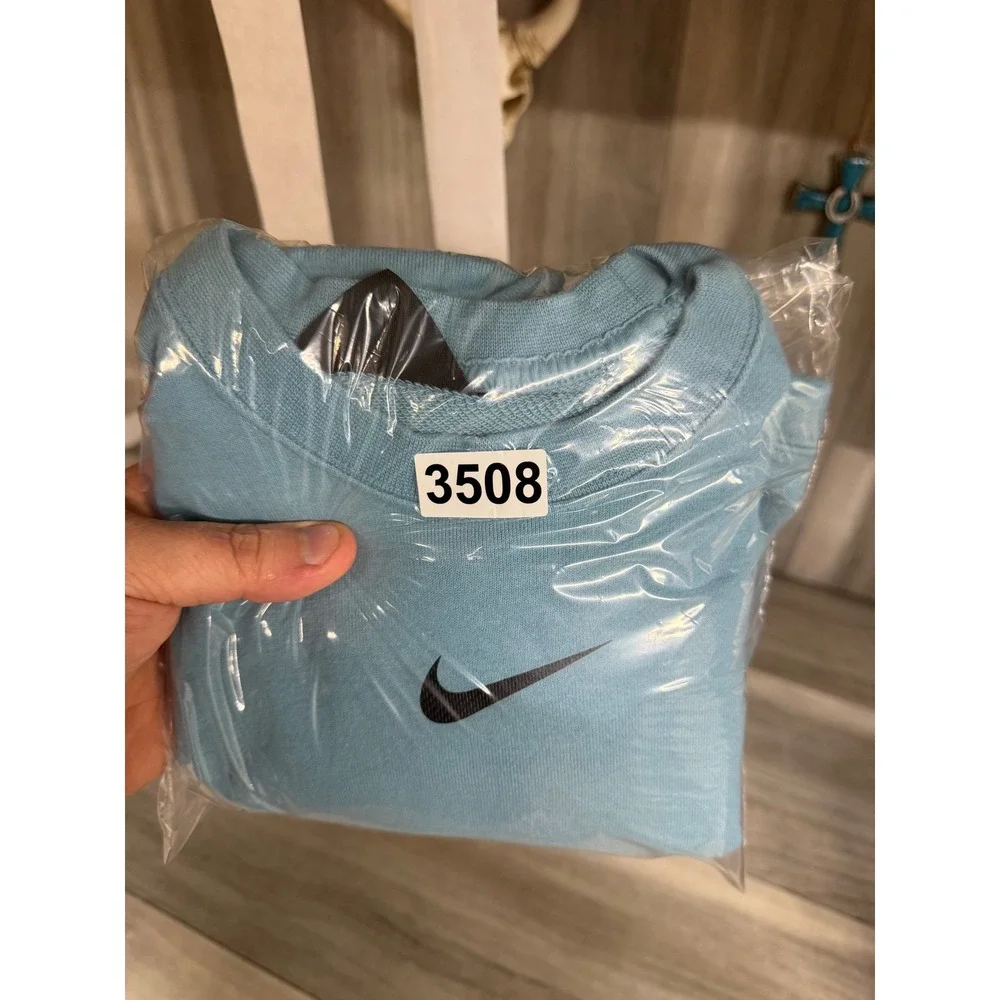 Nike Cropped Sweatshirt Women Medium Blue Swoosh Bungee Hem 3508